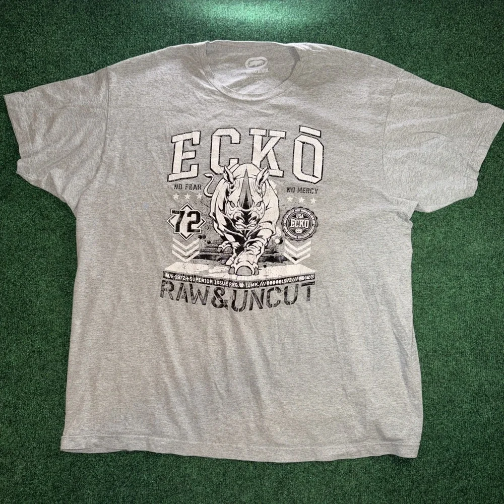 Ecko Unltd Shirt Raw And Uncut Rhino Logo Graphic Tee Y2K 2000s 2XL XXL